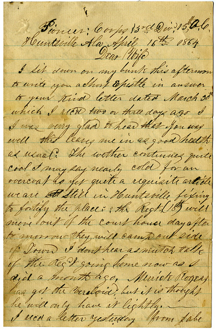 Thomas J. Davis Letter : April 16, 1864