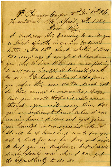 Thomas J. Davis Letter : April 30, 1864