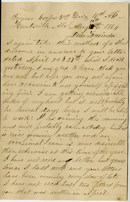 Thomas J. Davis Letter : May 10, 1864