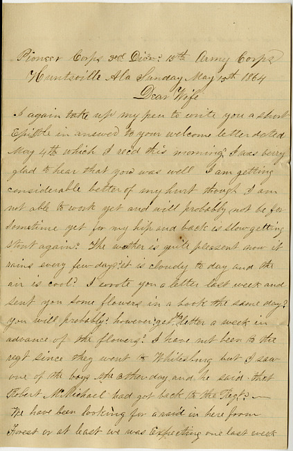 Thomas J. Davis Letter : May 15, 1864