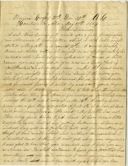 Thomas J. Davis Letter : May 28, 1864