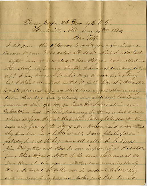 Thomas J. Davis Letter : June 14, 1864