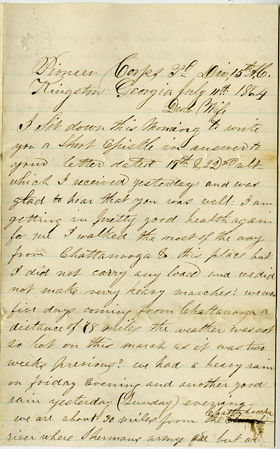 Thomas J. Davis Letter : July 11, 1864