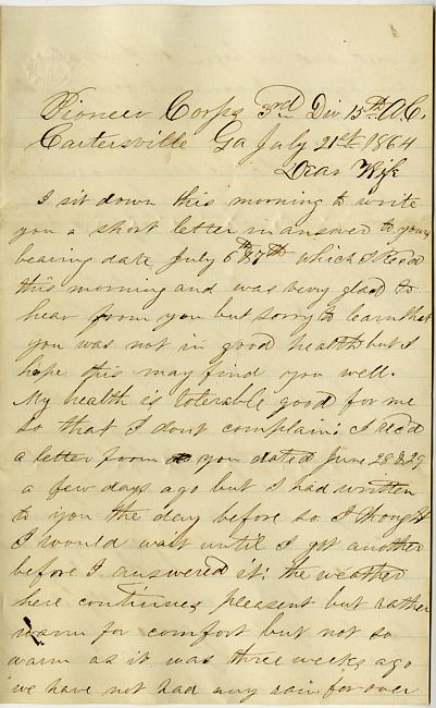 Thomas J. Davis Letter : July 21, 1864