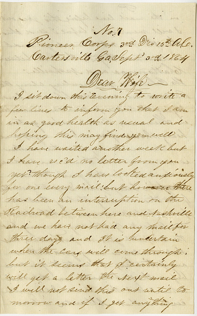 Thomas J. Davis Letter : September 3, 1864