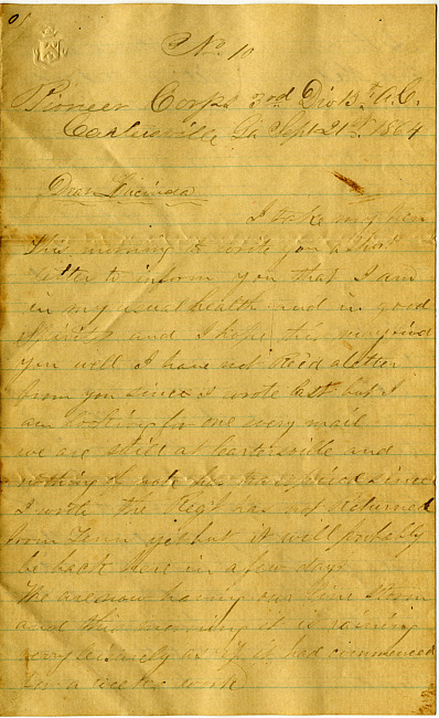 Thomas J. Davis Letter : September 21, 1864