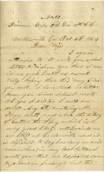 Thomas J. Davis Letter : October 4, 1864