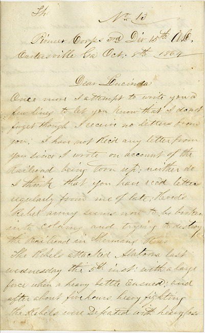 Thomas J. Davis Letter : October 8, 1864