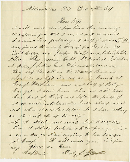 Thomas J. Davis Letter : December 30, 1864