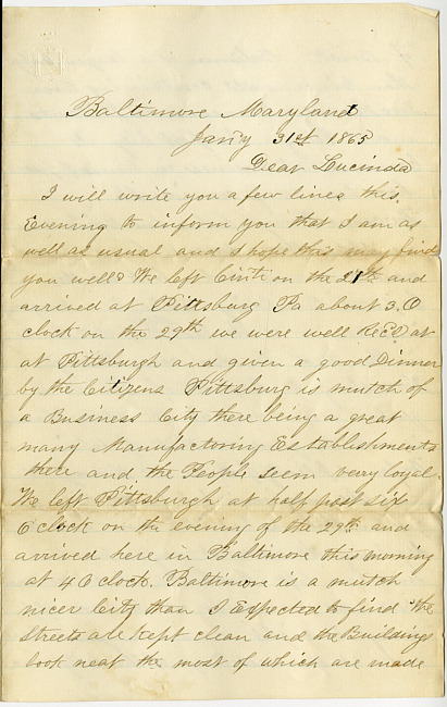 Thomas J. Davis Letter : January 31, 1865