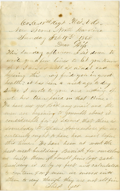 Thomas J. Davis Letter : February 19, 1865