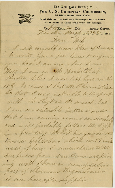 Thomas J. Davis Letter : March 23, 1865