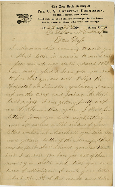 Thomas J. Davis Letter : March 29, 1865