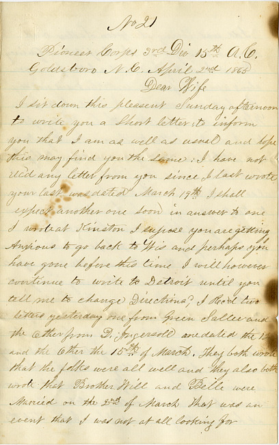 Thomas J. Davis Letter : April 2, 1865
