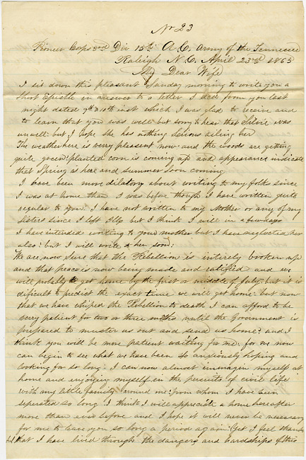 Thomas J. Davis Letter : April 23, 1865