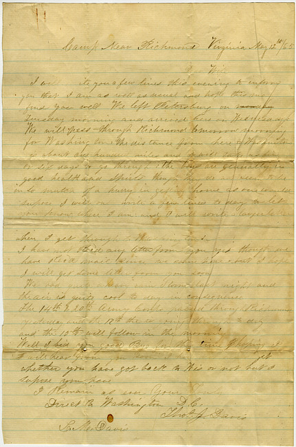 Thomas J. Davis Letter : May 12, 1865