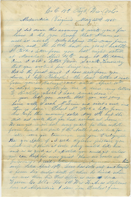 Thomas J. Davis Letter : May 22, 1865