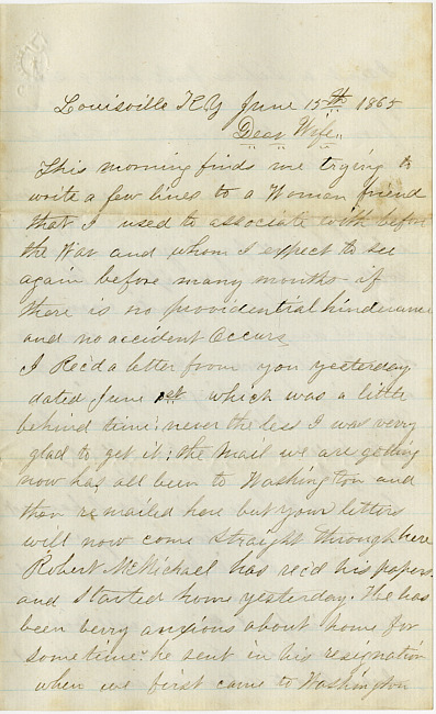 Thomas J. Davis Letter : June 15, 1865