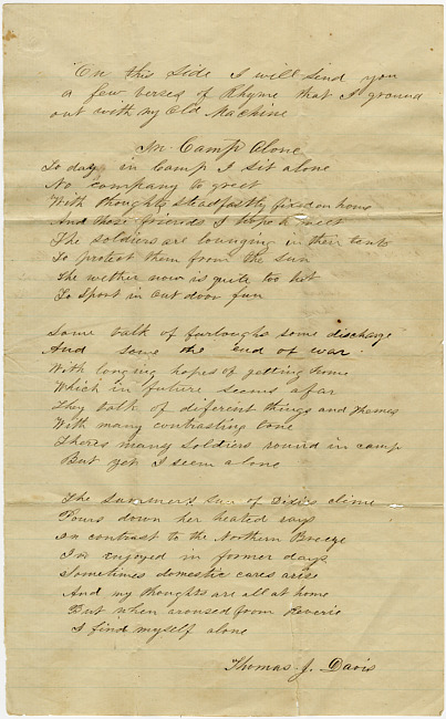 Thomas J. Davis Poem : Date Unknown