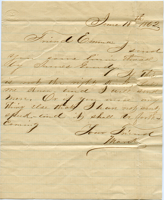 Mark Flower Letter - June 18, 1862