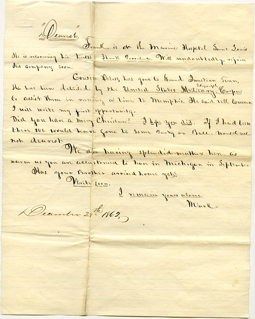 Mark Flower Letter : December 28 1862