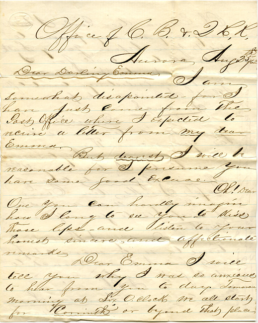 Mark Flower Letter : August 25, 1862
