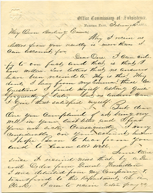 Mark Flower Letter : February 16 1863