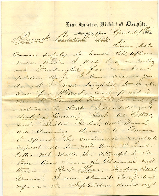 Mark Flower Letter : April 27 1863