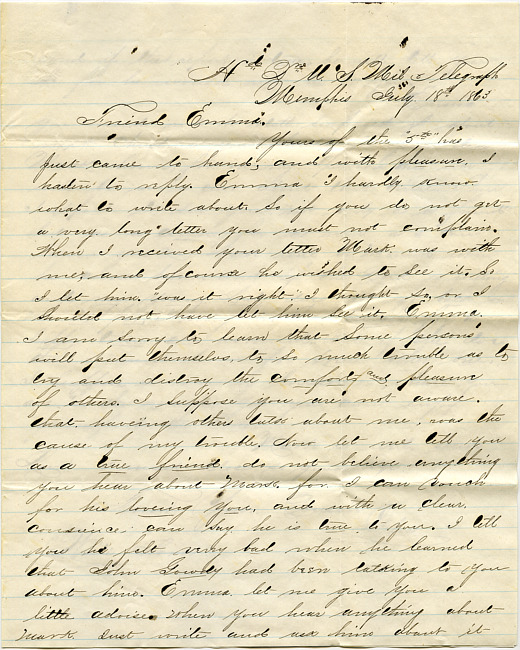 William DeLoss Hawkins Letter : July 18 1863