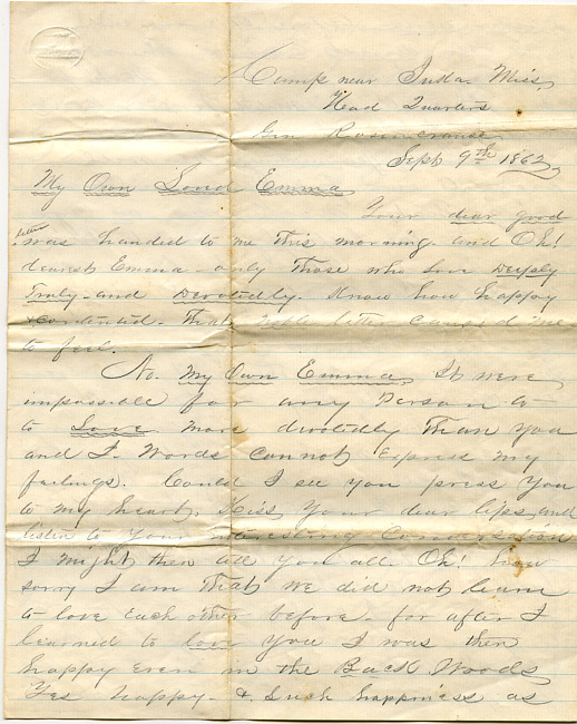 Mark Flower Letter : September 9 1862