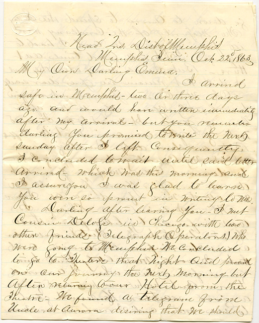 Mark Flower Letter : October 22 1863