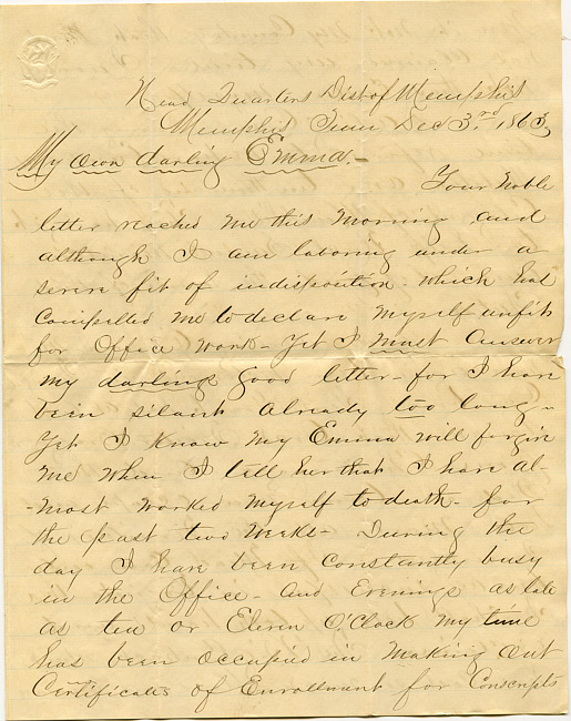 Mark Flower Letter : December 3 1863