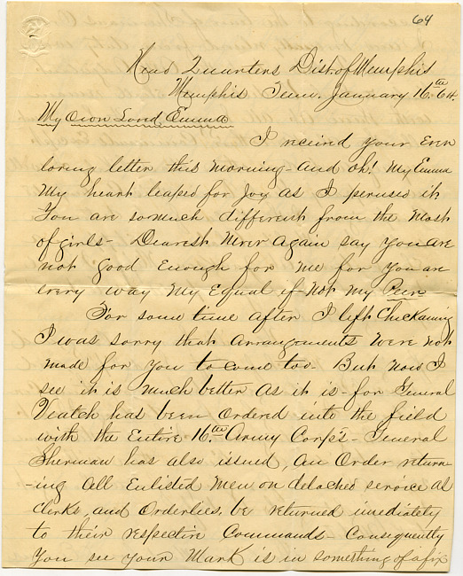 Mark Flower Letter : January 16 1864