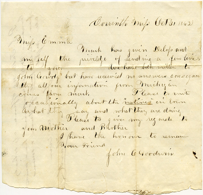 Mark Flower Letter : October 31 1862