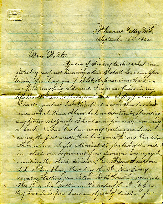 Havens Letter : September 18 1864