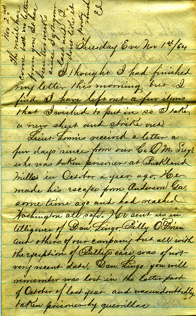 Havens Letter : November 1 1864