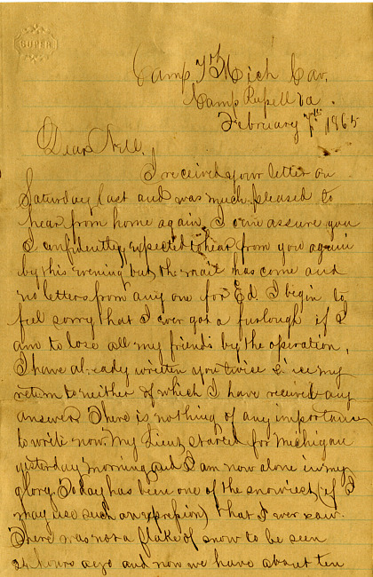 Havens Letter : February 7 1865