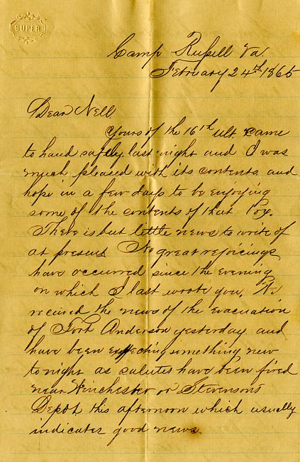 Havens Letter : February 24 1865