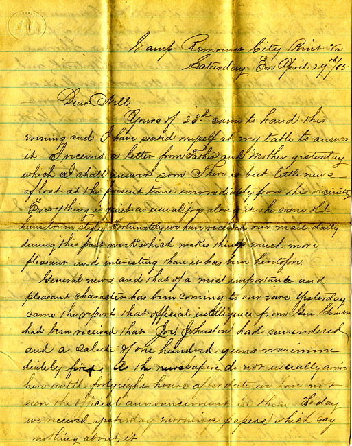 Havens Letter : April 29 1865