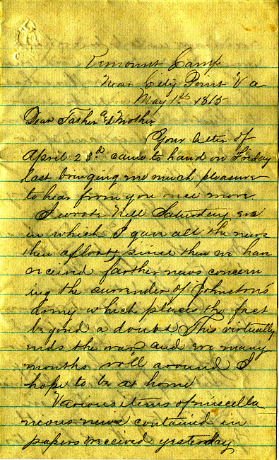 Havens Letter : May 1 1865