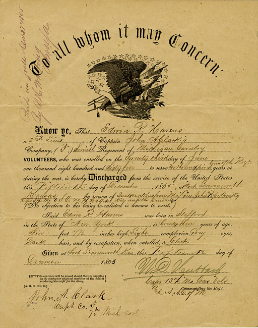 Sergeant Edwin R. Havens' second discharge certificate