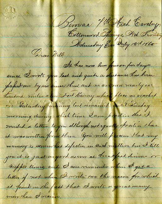 Havens Letter : July 12 1865