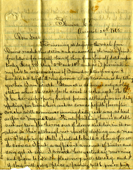 Havens Letter : August 29 1865