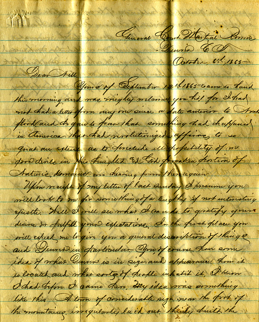 Havens Letter : October 6 1865