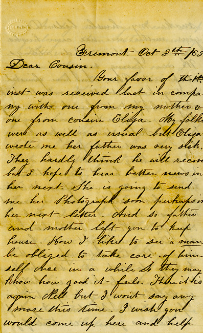 Havens Letter : October 8 1865