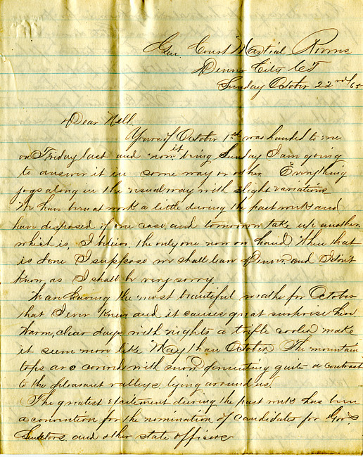 Havens Letter : October 22 1865