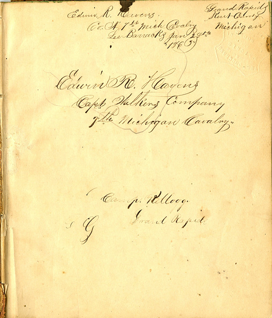 Edwin R. Havens Diary October 18, 1862 through February 20, 1863