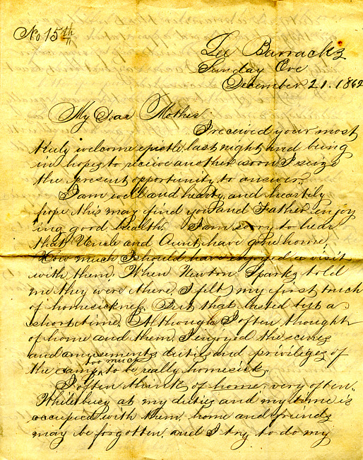Havens Letter : December 21 1862