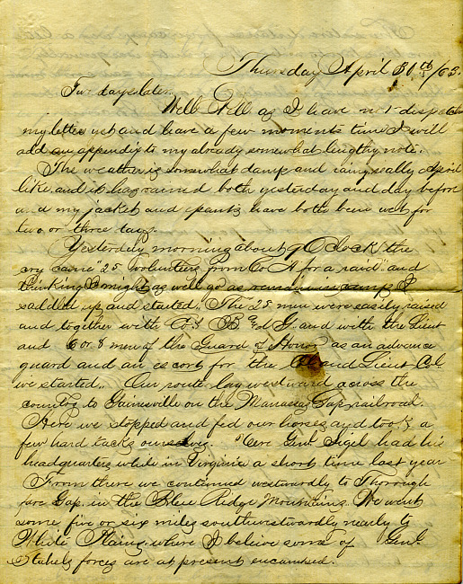 Havens Letter : April 30 1863