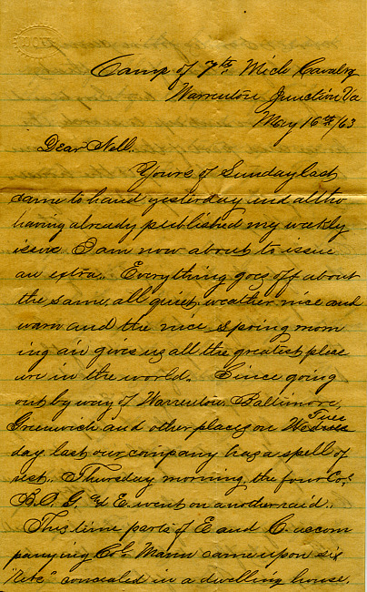 Havens Letter : May 16 1863
